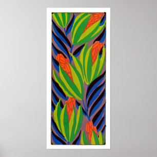 Póster Flores tropicales del art déco de Seguy