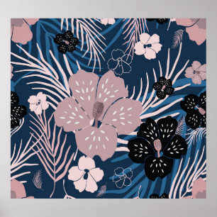 Póster Flores tropicales Palm Leaves Textura