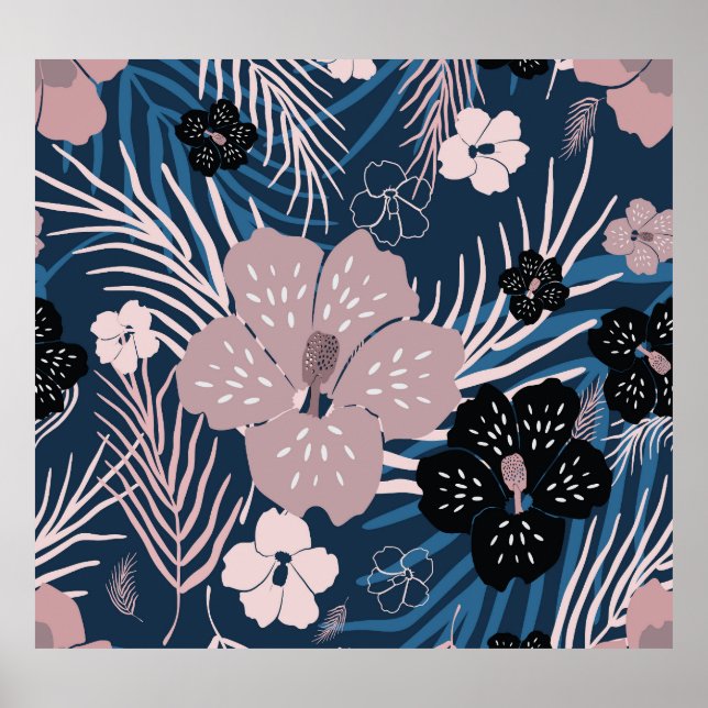 Póster Flores tropicales Palm Leaves Textura (Frente)