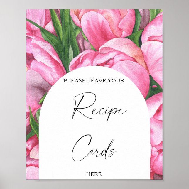 Póster flores - Tu tarjeta de receta aquí (Frente)