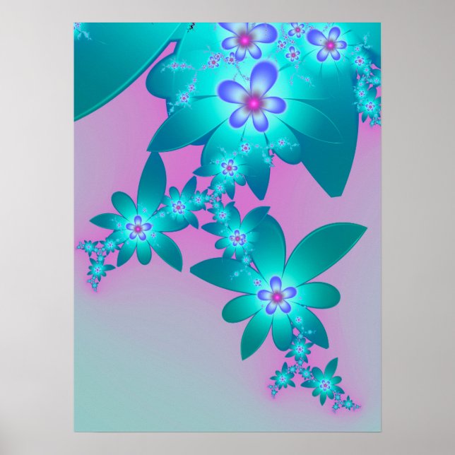 Póster Flores turquesas (Frente)