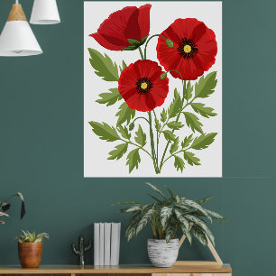 Póster Flores veraniegas alegres con adormidera