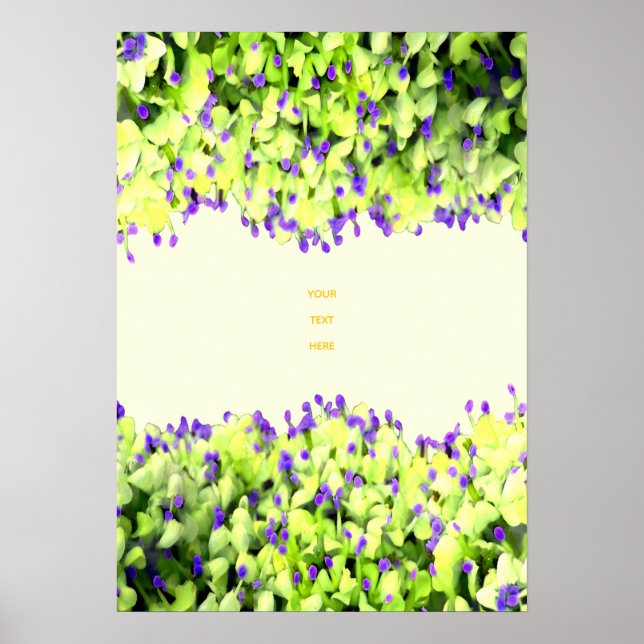 Póster flores verdes y púrpuras (Frente)