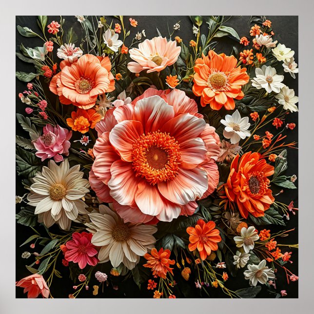 Póster Flores vibrantes (Frente)