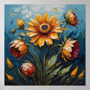 Póster Flores vibrantes en un cielo de verano