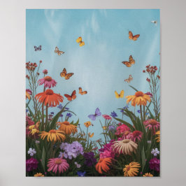 Póster Flores vibrantes en un Poster de jardín