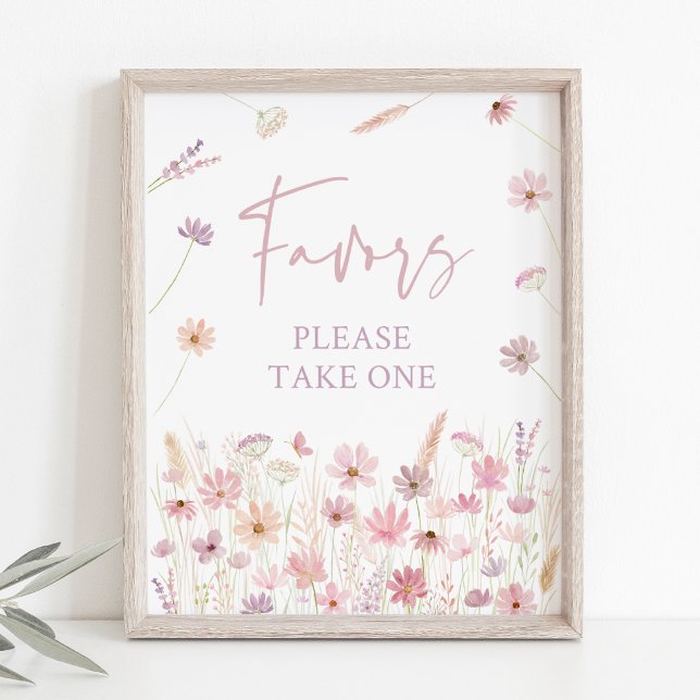 Póster Flores violentas rosadas polvorientas Baby Shower  (Subido por el creador)