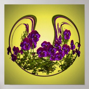 Póster Flores Violeta Púrpura Abstracto