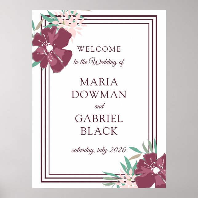 Póster Flores violetas elegantes. Poster de Rótulo botáni (Frente)