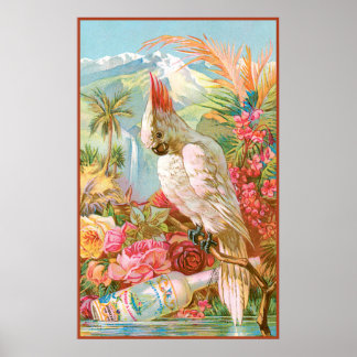 Póster Flores vívidas y un cockateil