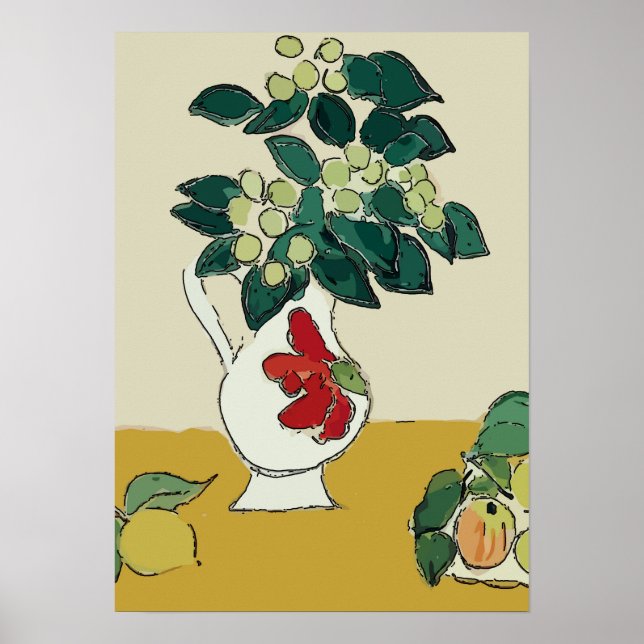 Póster Flores, White Vase, después de Matisse (Frente)