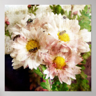 Póster Flores y abejas