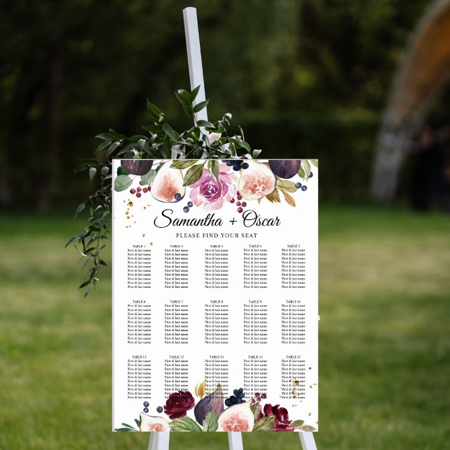 Póster Flores y bayas de acuarela burgundy modernas (Subido por el creador)