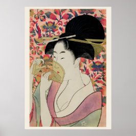 Póster Flores y Belleza Pintura de Geisha del Periodo Edo