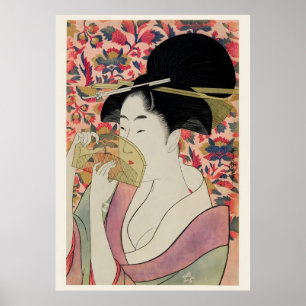 Póster Flores y Belleza Pintura de Geisha del Periodo Edo