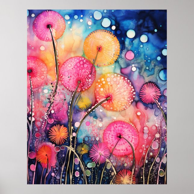 Póster Flores y burbujas (Frente)