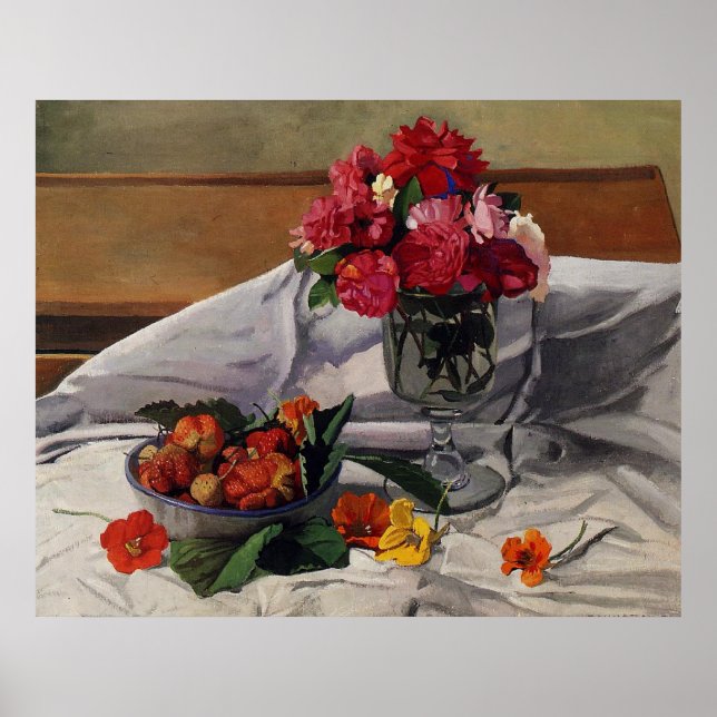 Póster Flores y Fresas por Felix Vallotton, (Frente)