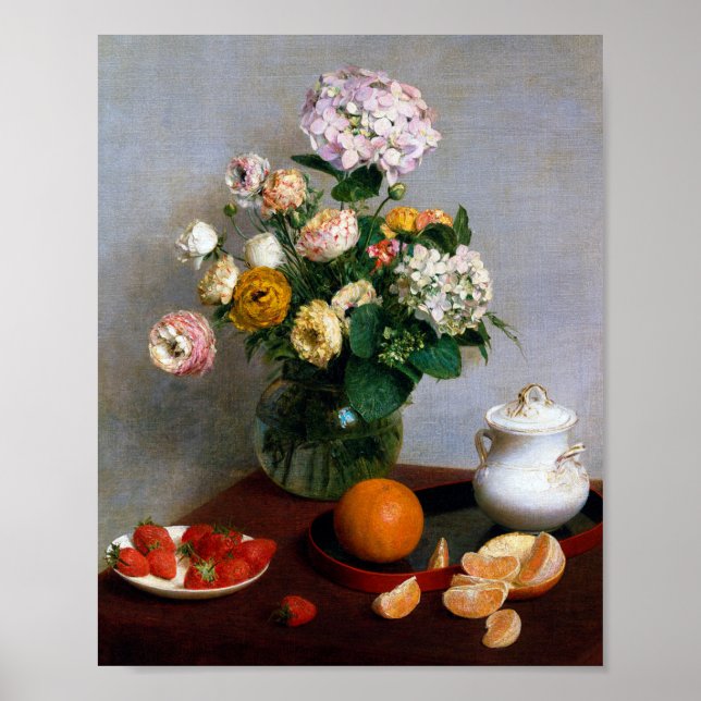 Póster Flores y fruta, Henri Fantin-Latour (Frente)