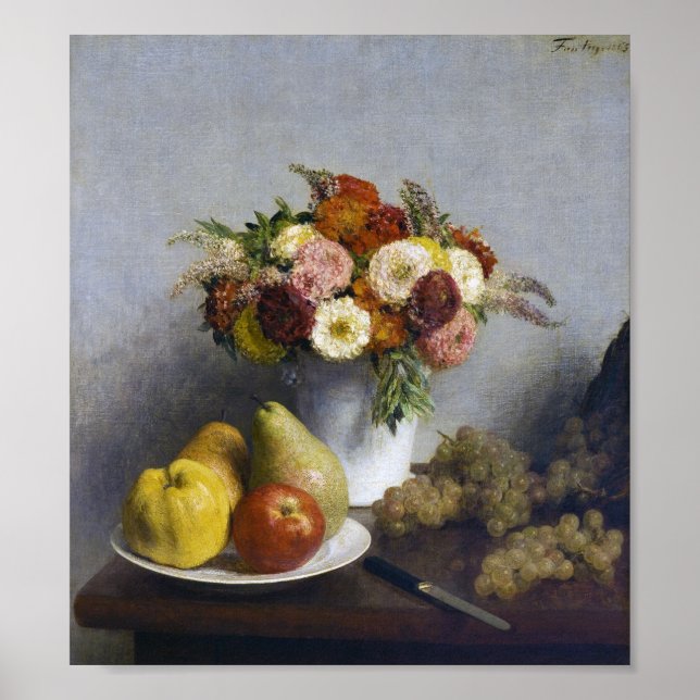 Póster Flores y fruta, Henri Fantin-Latour (Frente)