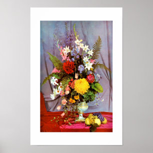 Póster Flores y frutas