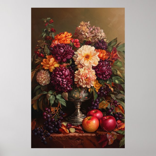 Póster Flores Y Manzanas De Otoño De 1073 (Frente)