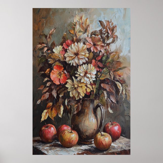 Póster Flores Y Manzanas De Otoño De 1074 (Frente)