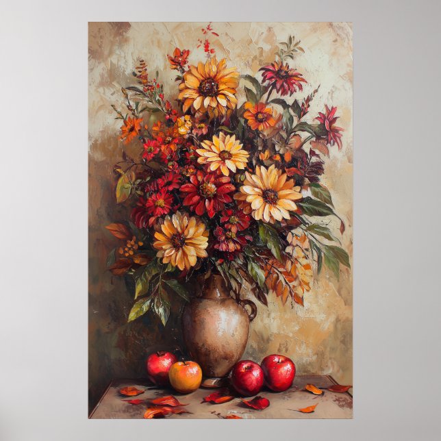Póster Flores Y Manzanas De Otoño De 1076 (Frente)