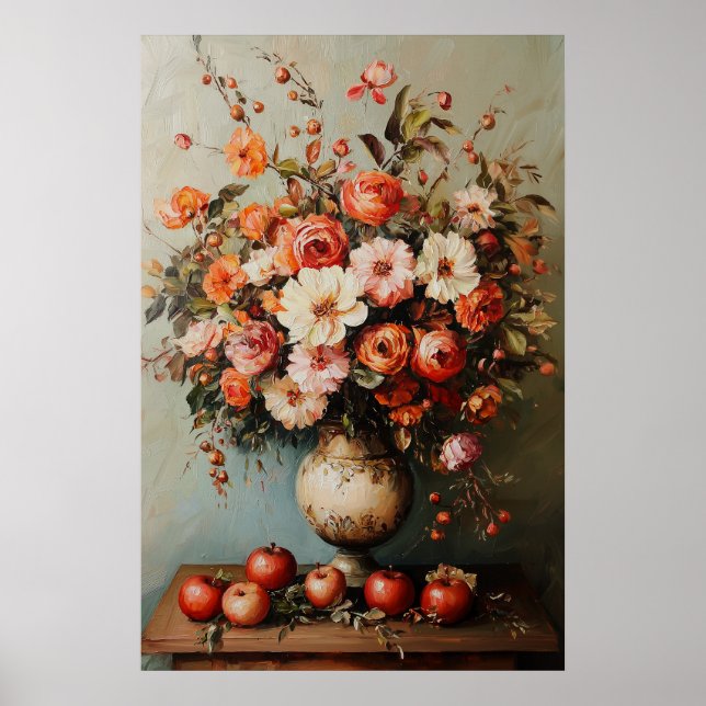 Póster Flores Y Manzanas De Otoño De 1077 (Frente)