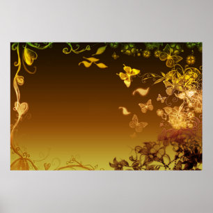 Póster Flores y mariposas