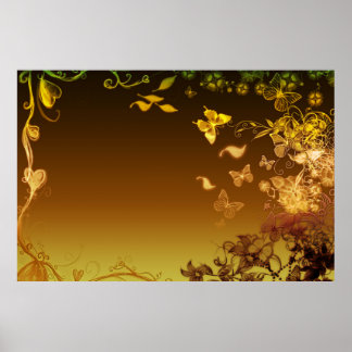 Póster Flores y mariposas