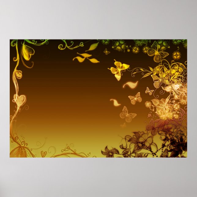 Póster Flores y mariposas (Frente)