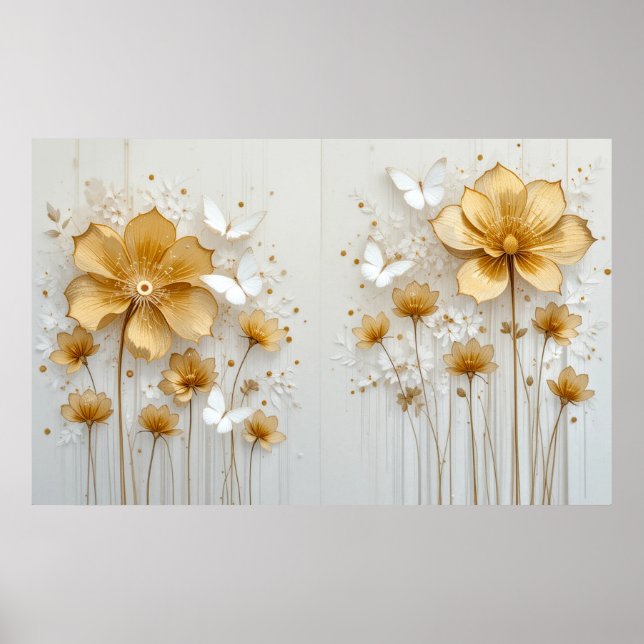 Póster Flores y mariposas celestiales, de ensueño #2 (Frente)
