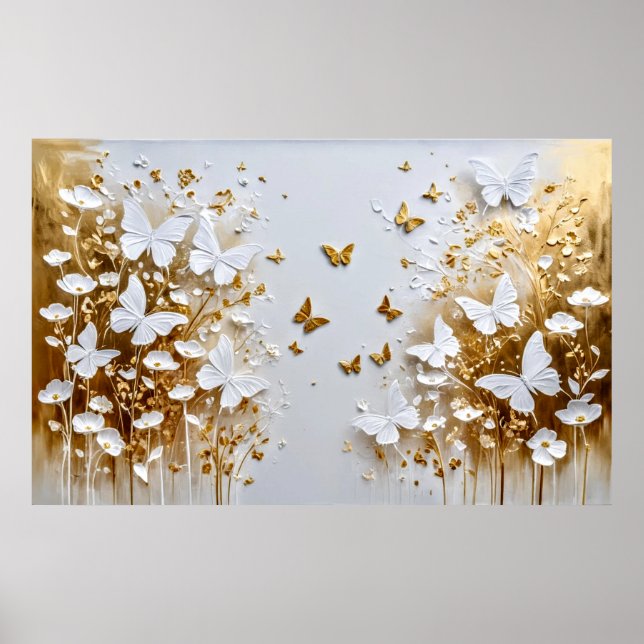 Póster Flores y mariposas celestiales, de ensueño #3 (Frente)