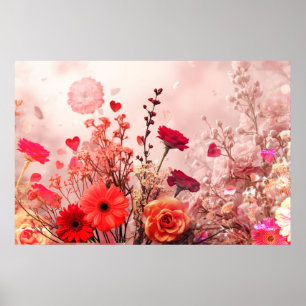 Póster Flores y más flores adornan este muro romántico