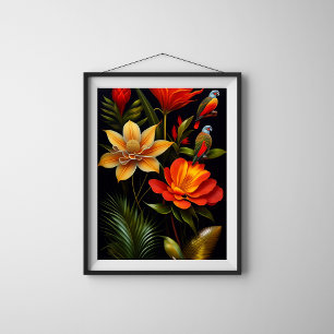 Póster Flores y pájaros tropicales   Poster Haeckel moder