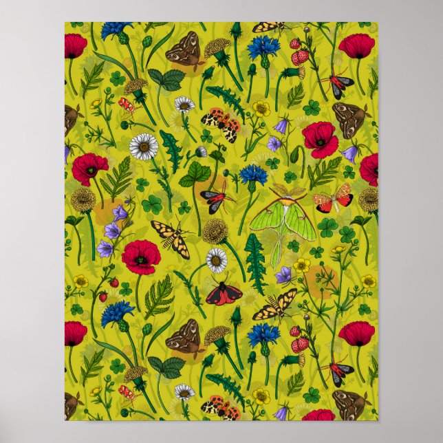 Póster Flores y polillas silvestres 2 (Frente)