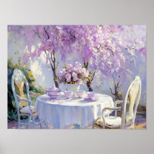 Póster Flores y té