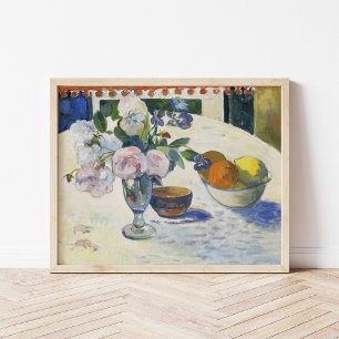 Póster Flores y un bol de frutas   Paul Gauguin