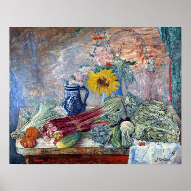 Póster Flores y verduras James Ensor (Frente)