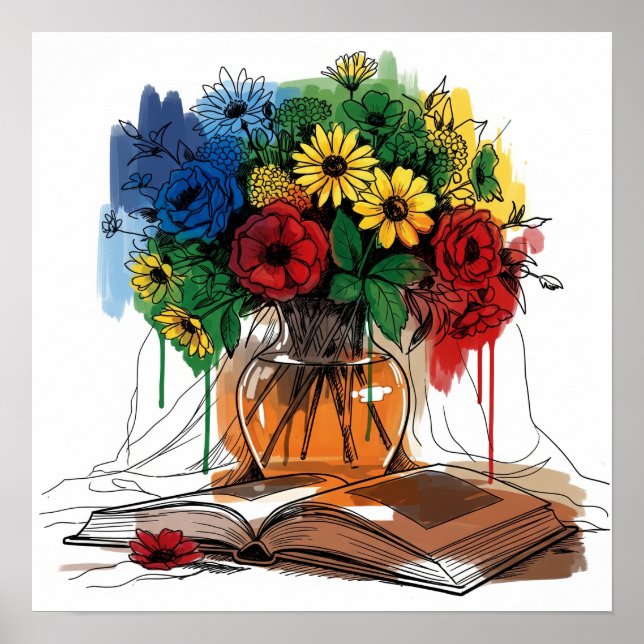 Póster Flores y vida de libro (Frente)