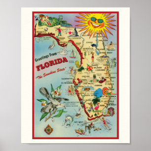Póster Florida 8x10 con Poster de borde impreso