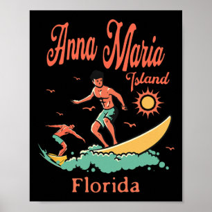 Póster Florida Anna Maria Island Fl Surfista Surfing Pesc