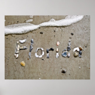 Póster Florida en las casetas de mar en la playa