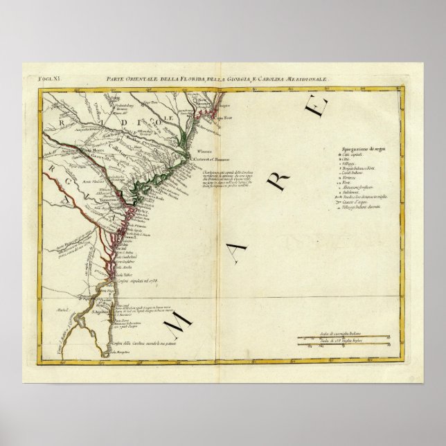 Póster Florida, Georgia, Carolina del Sur (Frente)