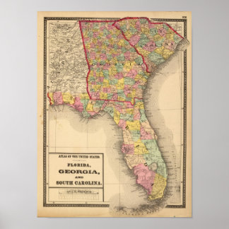 Póster Florida, Georgia y Carolina del Sur