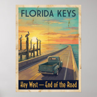 Póster Florida Keys Key West Vintage Retro Viajes