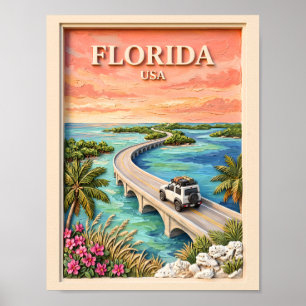 Póster Florida Keys USA Viaje Vintage Tropical Viaje por