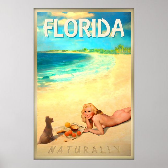 Póster FLORIDA Naturalmente MARILYN MONROE Pin de Playa (Frente)