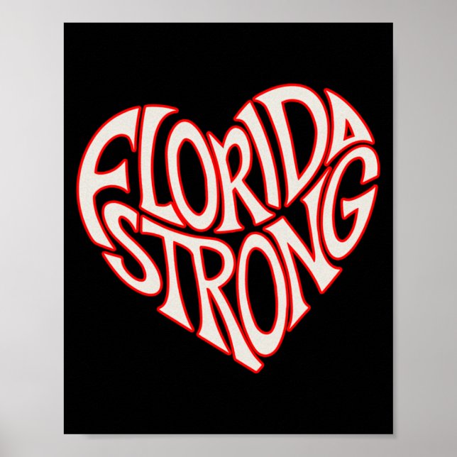Póster Florida Strong Heart State Pride Tygraphy T Shirt  (Frente)