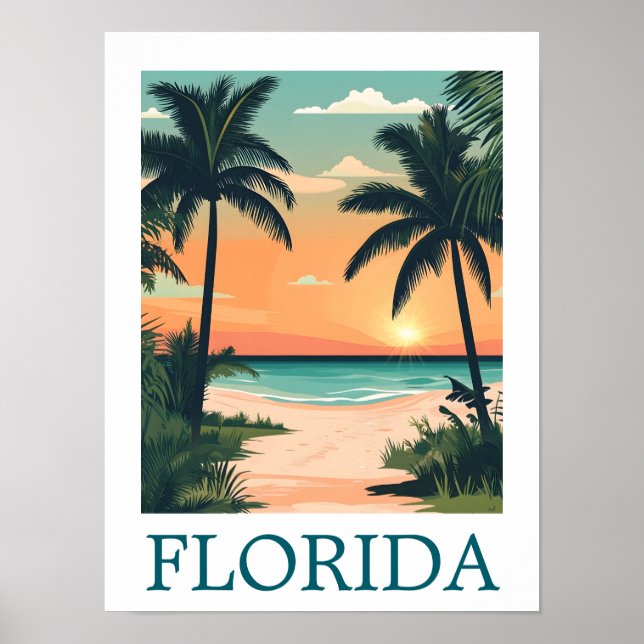 Póster Florida Sunshine State – Tropical Beach Paradise (Frente)